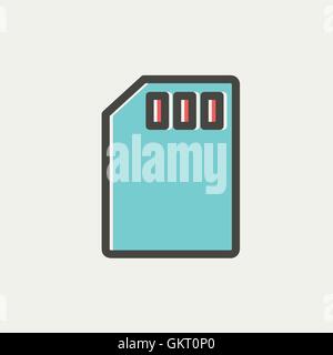 Memory card thin line icon Stock Vector