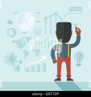 Finance officer preparing his presentation. Stock Vector