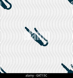 plug, mini jack icon sign. Seamless pattern with geometric texture. Vector Stock Vector