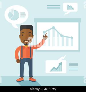 Finance officer showing a finance chart. Stock Vector