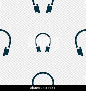 headsets icon sign. Seamless pattern with geometric texture. Vector Stock Vector