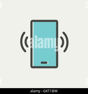 Mobile phone vibrating thin line icon Stock Vector