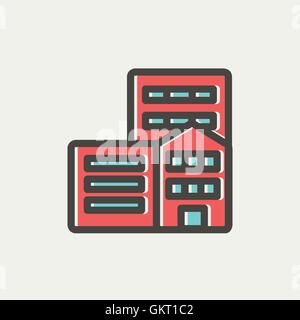Shopping center building thin line icon Stock Vector