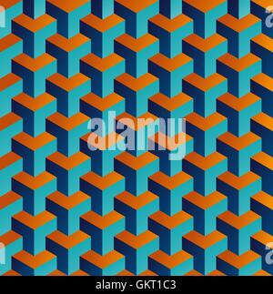 Isometric 3d shapes seamless pattern background Stock Vector