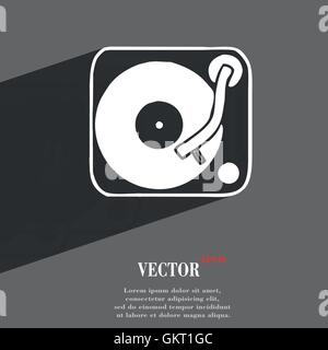 Gramophone, vinyl icon symbol Flat modern web design with long shadow and space for your text. Vector Stock Vector