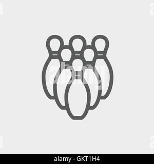 Bowling pins thin line icon Stock Vector