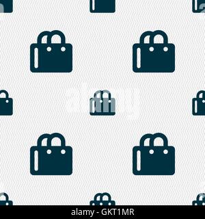 shopping bag icon sign. Seamless pattern with geometric texture. Vector Stock Vector