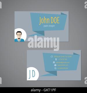 Business card with origami speech bubble Stock Vector