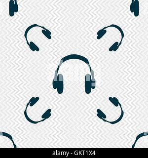 headsets icon sign. Seamless pattern with geometric texture. Vector Stock Vector
