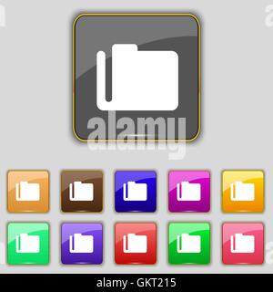 Document folder icon sign. Set with eleven colored buttons for your site. Vector Stock Vector