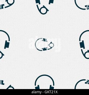 headsets icon sign. Seamless pattern with geometric texture. Vector Stock Vector