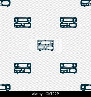 radio, receiver, amplifier icon sign. Seamless pattern with geometric texture. Vector Stock Vector