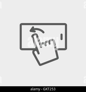 Hand browsing in cellphone thin line icon Stock Vector