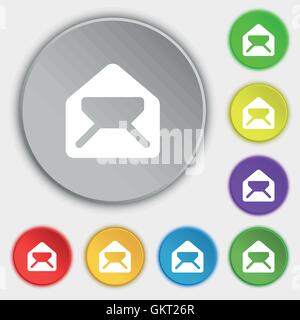 Mail, envelope, letter icon sign. Symbol on five flat buttons. Vector Stock Vector