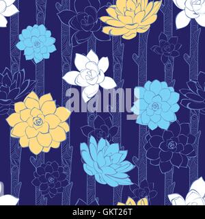 Vector blossoming branches stripes seamless pattern Stock Vector