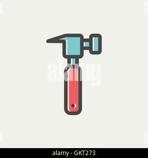 Hammer thin line icon Stock Vector