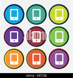 Tablet icon sign. Nine multi colored round buttons. Vector Stock Vector