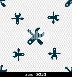 screwdriver, key, settings icon sign. Seamless pattern with geometric texture. Vector Stock Vector