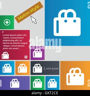 shopping bag icon sign. buttons. Modern interface website buttons with cursor pointer. Vector Stock Vector