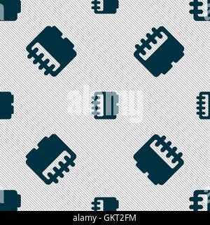 Notepad, calendar icon sign. Seamless pattern with geometric texture. Vector Stock Vector