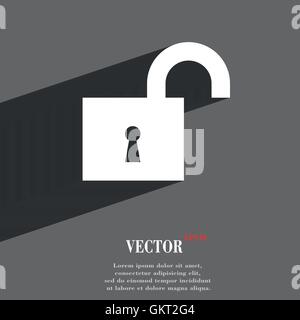 open lock icon symbol Flat modern web design with long shadow and space for your text. Vector Stock Vector