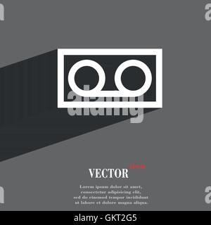 audio cassette icon symbol Flat modern web design with long shadow and space for your text. Vector Stock Vector