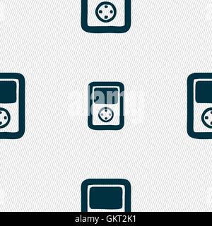 Tetris, video game console icon sign. Seamless pattern with geometric texture. Vector Stock Vector