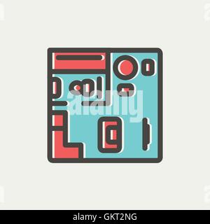House interior with furnitures thin line icon Stock Vector