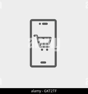 Map and location of shopping cart thin line icon Stock Vector