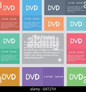 dvd icon sign. Set of multicolored buttons with space for text. Vector Stock Vector