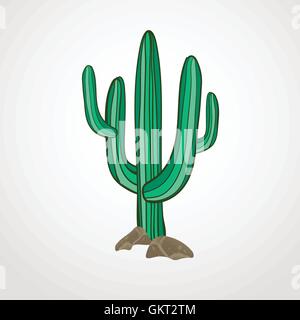 Vector illustration of isolated cactus on white background. Wild west or cowboy theme icon Stock Vector