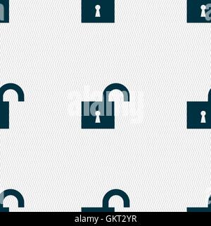 open lock icon sign. Seamless pattern with geometric texture. Vector Stock Vector