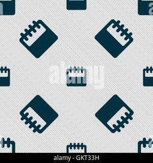 Notepad, calendar icon sign. Seamless pattern with geometric texture. Vector Stock Vector