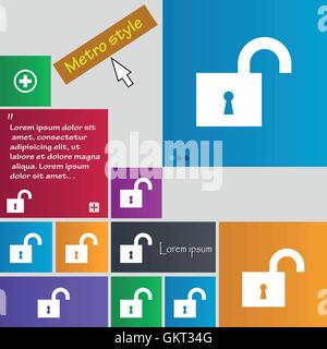 open lock icon sign. buttons. Modern interface website buttons with cursor pointer. Vector Stock Vector
