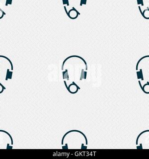 headsets icon sign. Seamless pattern with geometric texture. Vector Stock Vector