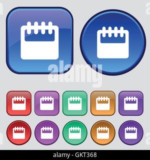 Notepad, calendar icon sign. A set of twelve vintage buttons for your design. Vector Stock Vector