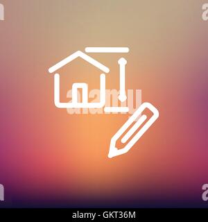 House sketch and pencil thin line icon Stock Vector