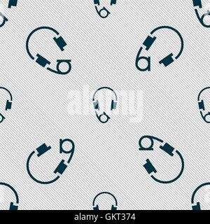 headsets icon sign. Seamless pattern with geometric texture. Vector Stock Vector