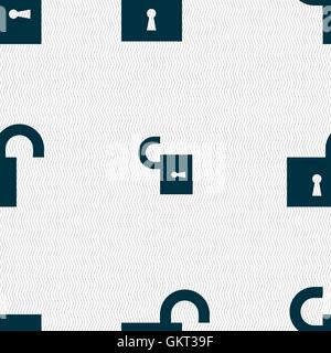 open lock icon sign. Seamless pattern with geometric texture. Vector Stock Vector