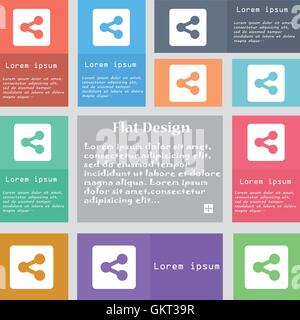 Share  icon sign. Set of multicolored buttons with space for text. Vector Stock Vector