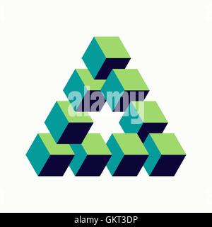Impossible triangle sign isometric cubes shape Stock Vector