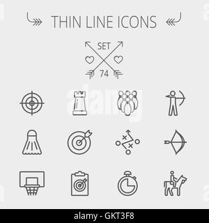 Sports thin line icon set Stock Vector