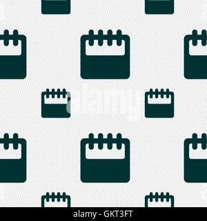 Notepad, calendar icon sign. Seamless pattern with geometric texture. Vector Stock Vector
