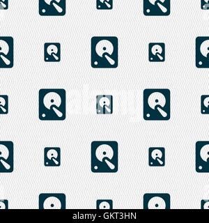 hard disk icon sign. Seamless pattern with geometric texture. Vector Stock Vector