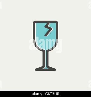 Broken glass wine thin line icon Stock Vector
