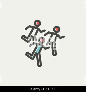 Marathon runners thin line icon Stock Vector