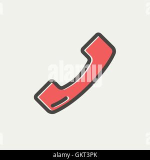 Telephone receiver thin line icon Stock Vector