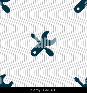 screwdriver, key, settings icon sign. Seamless pattern with geometric texture. Vector Stock Vector