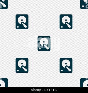 hard disk icon sign. Seamless pattern with geometric texture. Vector Stock Vector