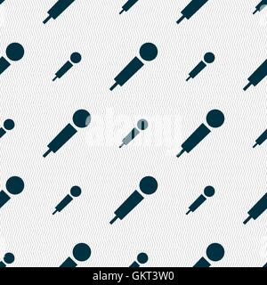 microphone icon sign. Seamless pattern with geometric texture. Vector Stock Vector